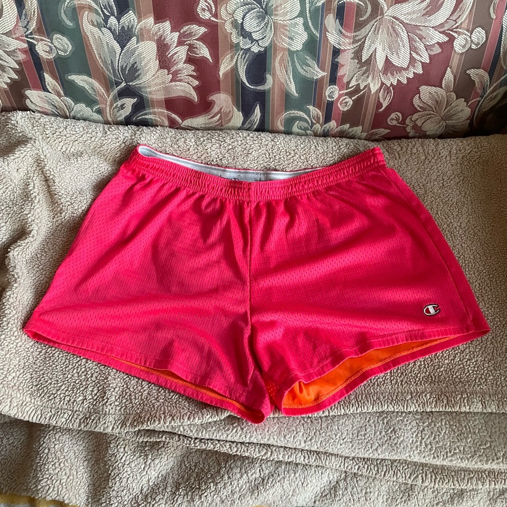 Champion Hot Pink Mesh Fold-over Athletic Shorts 3”
